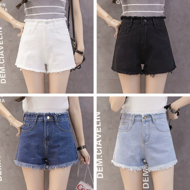 Узкие свободные студенческие шорты в корейском стиле с высокой талией