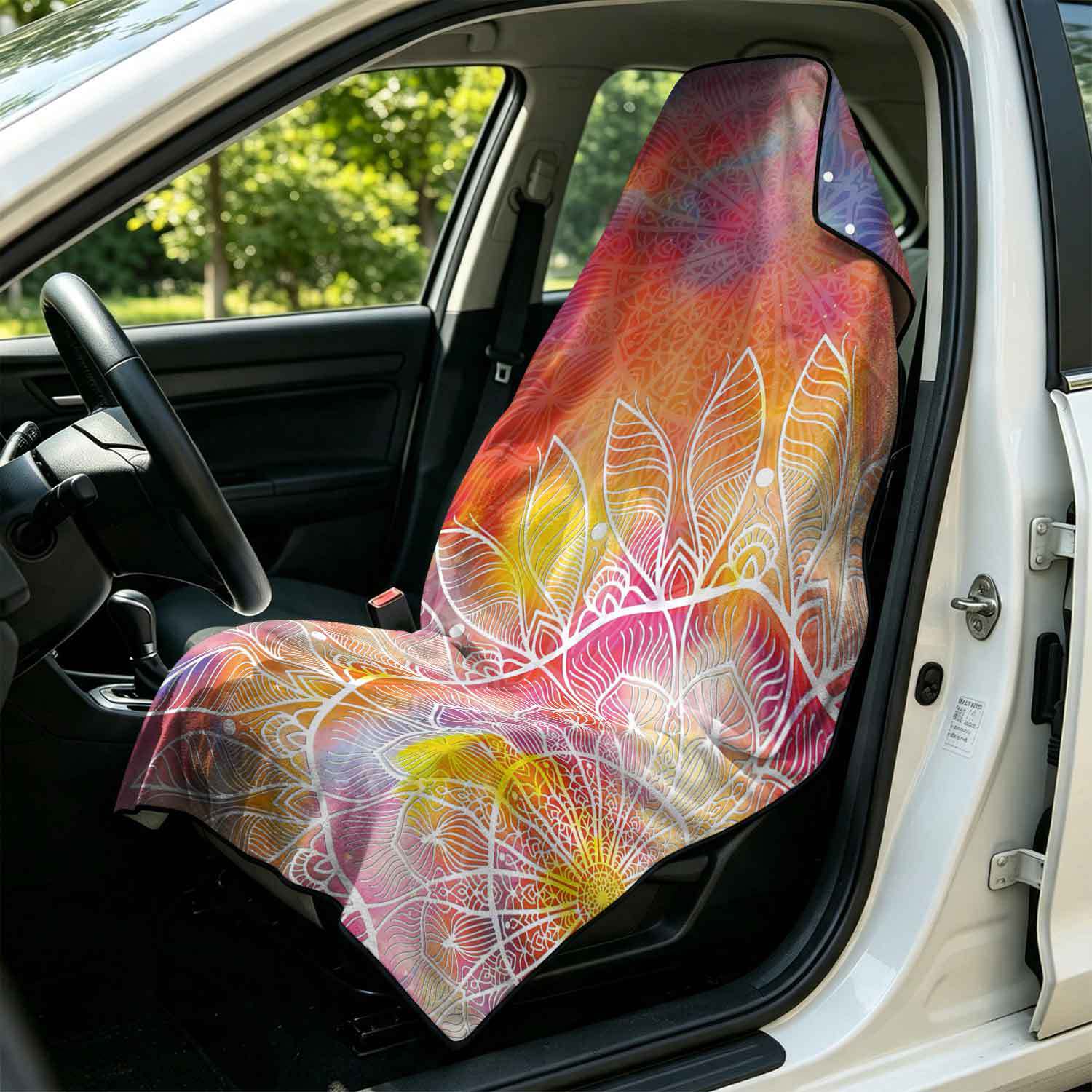 Printed bath towel and car seat cover 2-in-1, ultra-fine fiber outdoor beach and car dual-use universal seat cushion