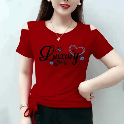 Plus-size, authentic style 2026 summer new round-neck elegant short-sleeved T-shirt—stylish, versatile, slim-fit top.
