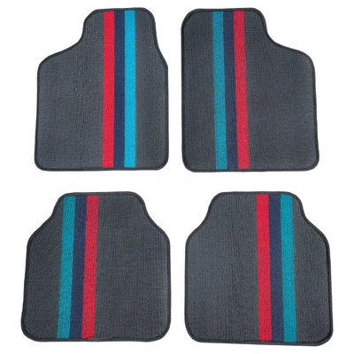 Suitable for car floor mats, universal for four-seater vehicles, driver's side carpet, luxury floor mat, single-layer anti-dirt and anti-slip protective mat (Universal Foot Pad) - universal-model-four-piece-set-for-the-whole-car-gray-color-with-striped-design