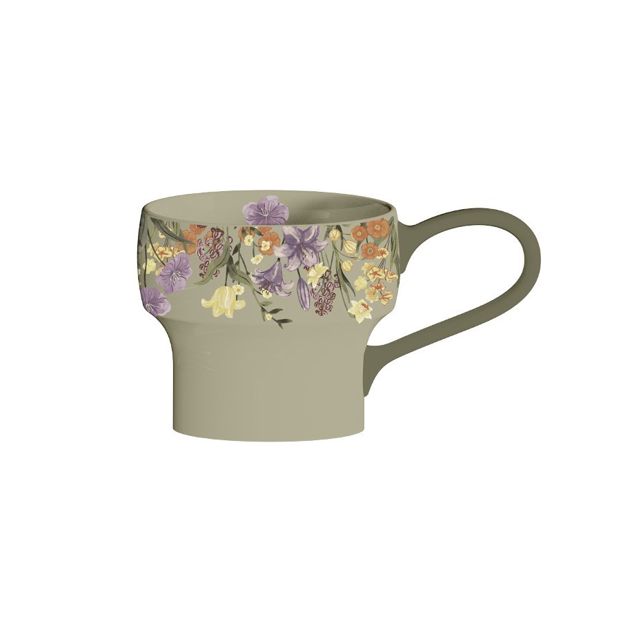 Taza de cerámica de flores taza de desayuno de avena tazón de calentamiento de leche flor brocade taza de café plato tazón