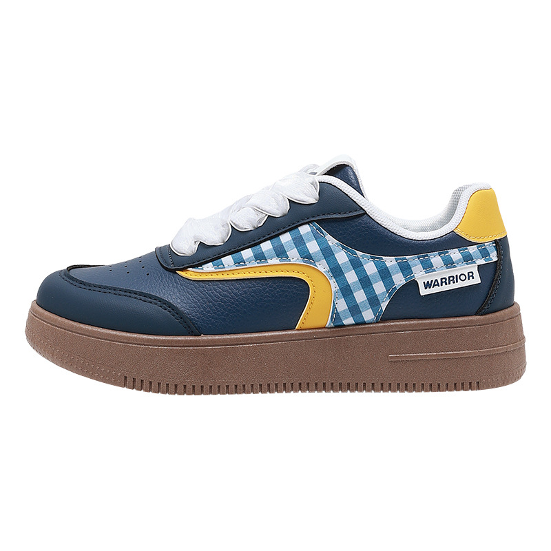 Zapatos de piso grueso de dopamina para mujeres de otoño nuevos zapatos casuales de nicho suaves con patrón de cuadrícula zapatos estudiantiles