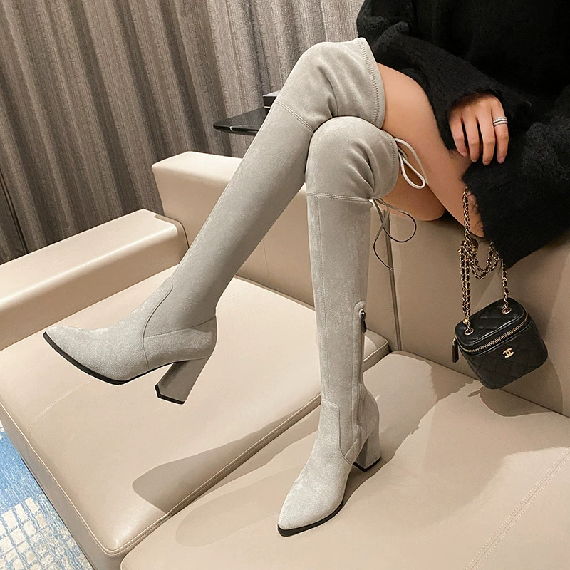 Qiumier тонкий нога артефакт ~ Заостренный толстый каблук сапоги