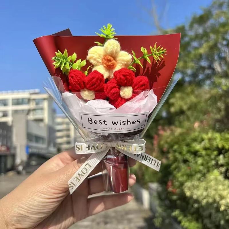 迷你毛线花仿真清新小花束生日送妈妈母亲节小礼物伴手礼搭配520|undefined