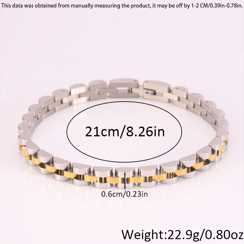39g Weight 0.03µm-0.05µm Gold Plating Thickness PVD Coated Gold Plating Process 18K Real Gold Plated Plating Material Bracelets Classification 304 Stainless Steel Chain Material 1 Piece Quantity Business, Daily Occasion Titanium Steel Material Geometric Pattern Men's Gender Retro, Classic Style Style Plating Craft Retro Classic Style Geometric Titanium Steel Plating Men's Bracelets Men's Chain Bracelets 3