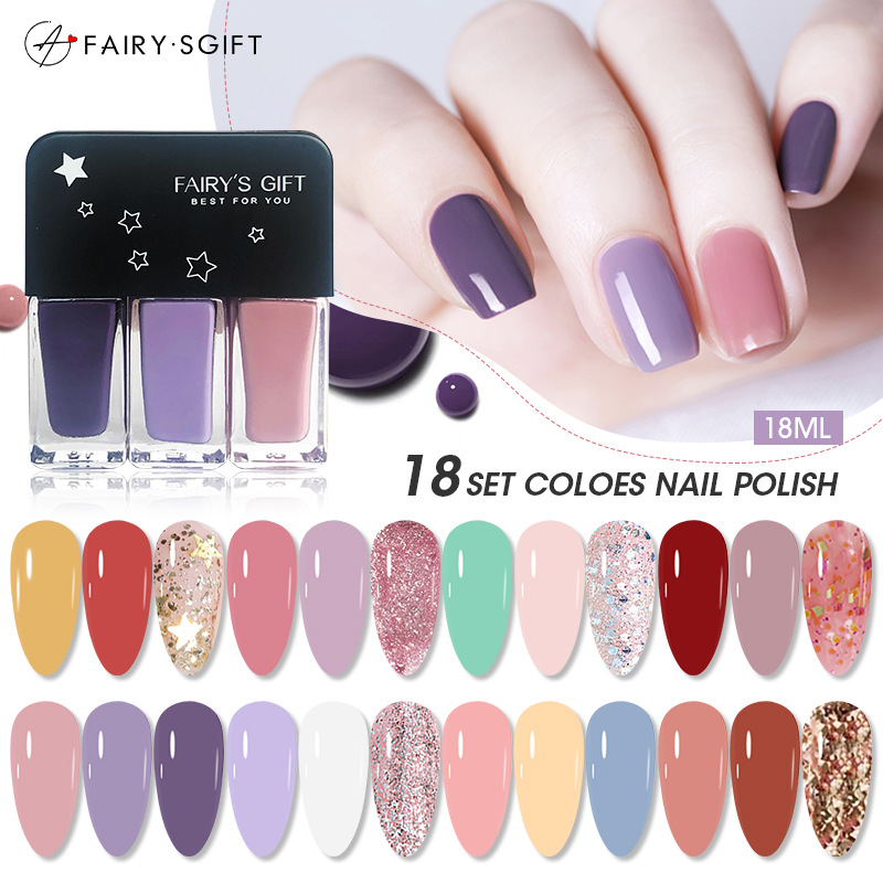 Cross-border new 3-color combination nail polish set, air-dry microgel fast-drying, peel-free long-lasting nail polish for wholesale