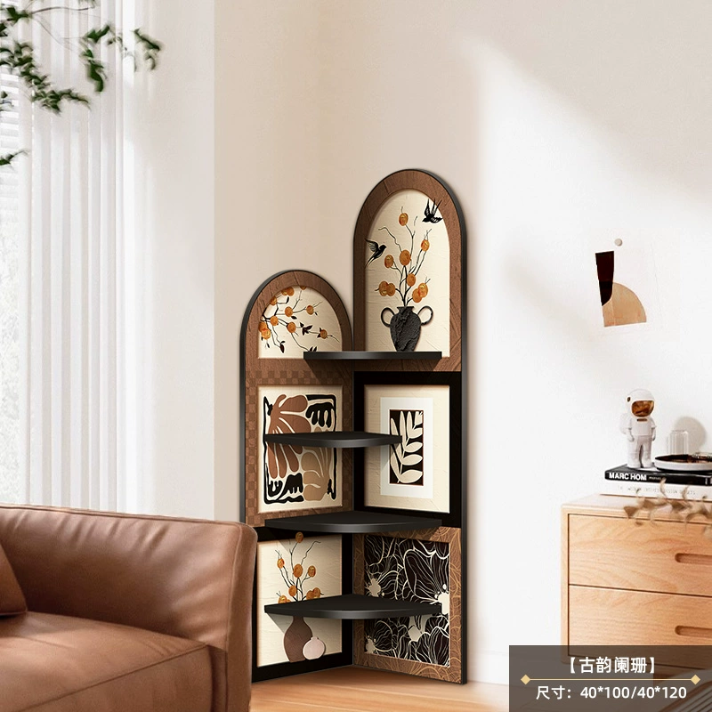 Религиозная? Medieval style floor-standing ornaments living room TV cabinet wall corner cabinet retro storage rack multi-layer triangle cabinet
