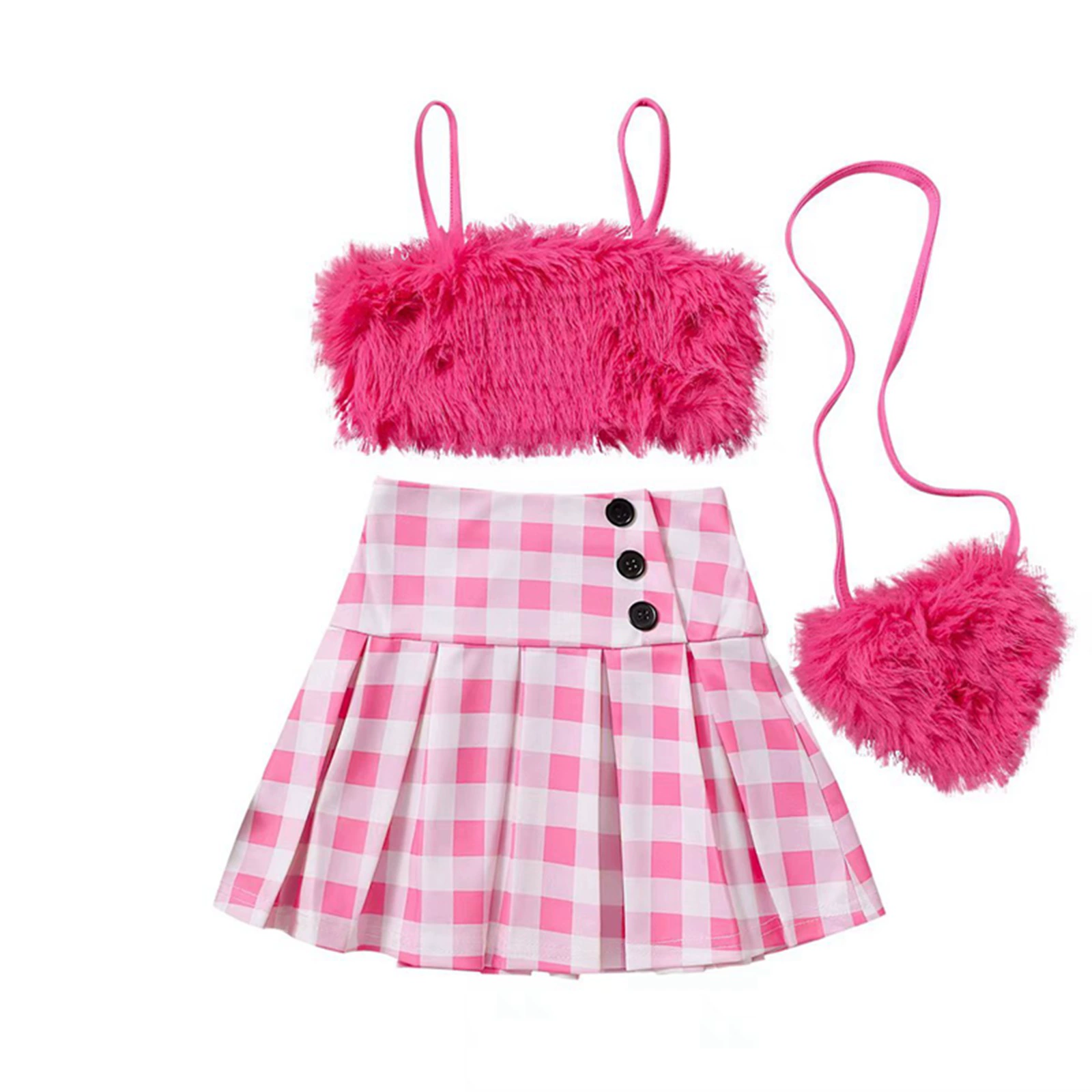 Set for St. Valentine's Day, pleated skirt, bag, European style, lifting effect, 3 piece set, three colors