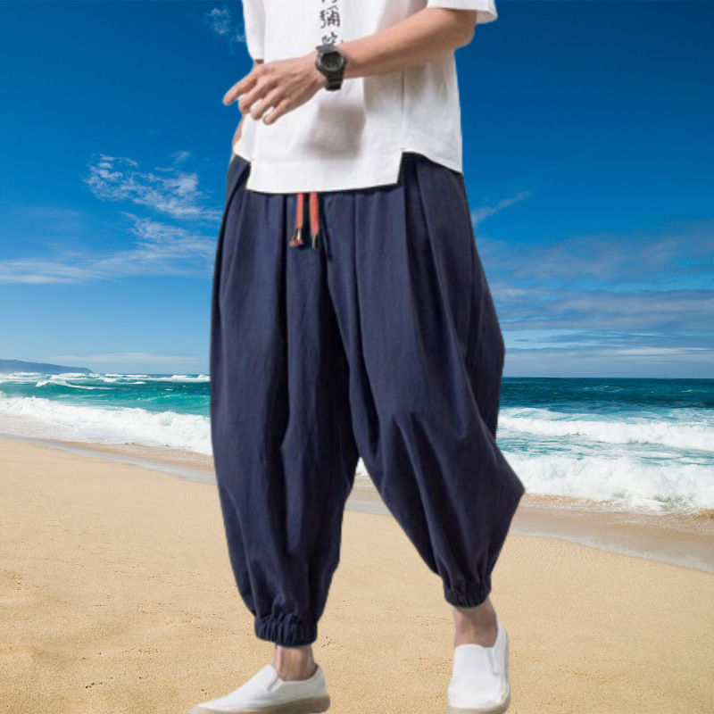 Cross-Border Summer New Men's Lantern Pants, Loose Cotton-Linen Jogger Pants, Plus-Size Trendy Wide-Leg Pants, Harem Cropped Pants Cross-Border Summer New Men's Lantern Pants, Loose Cotton-Linen Jogger Pants, Plus-Size Trendy Wide-Leg Pants, Harem Cropped Pants