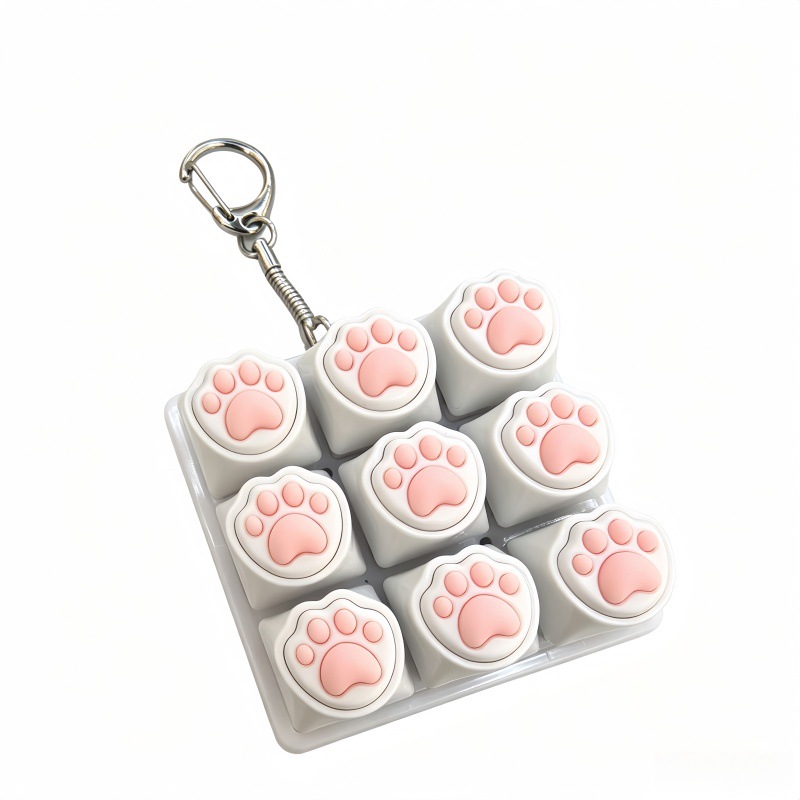 Nine-key silicone cat claw solid color white background + white cat claw
