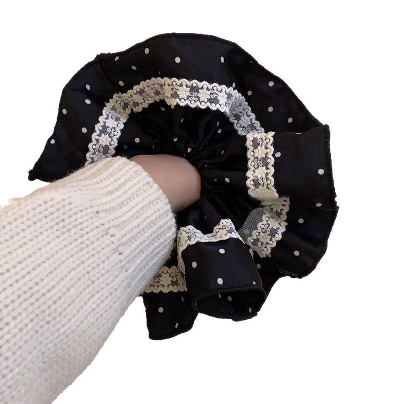 Tela satén encaje de lunares lazo para el cabello grueso retro temperamento suave cuerda para el cabello moda accesorios para el cabello de alta gama mujeres