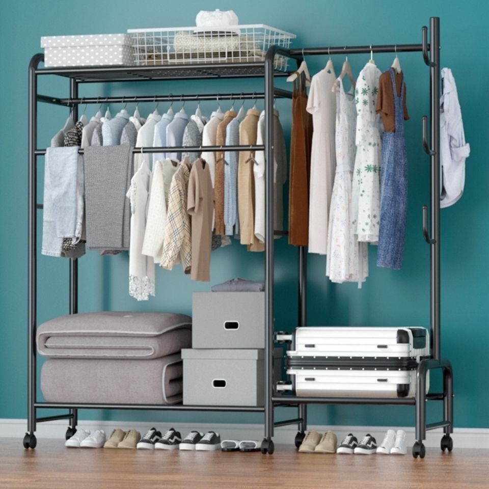 Drying Rack Floor Dormitory Household Hanging Rack Folding Indoor Simple Clothes Bar Storage Shelf for Drying Clothes