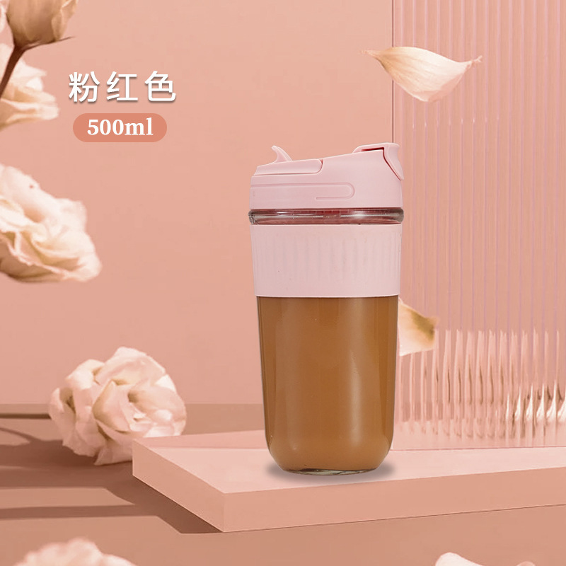卸売 夏用 大型 ダブルドリンク コーヒーカップ 学生向けギフト ロゴ入りガラス製ウォーターカップ クリエイティブカスタム|undefined