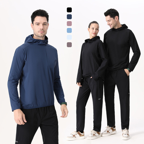 Cross-border Autumn Sport Jacket for Men and Women, Windproof Hiking and Down Jackets, Waterproof and Warm Hooded Running Headgear Top