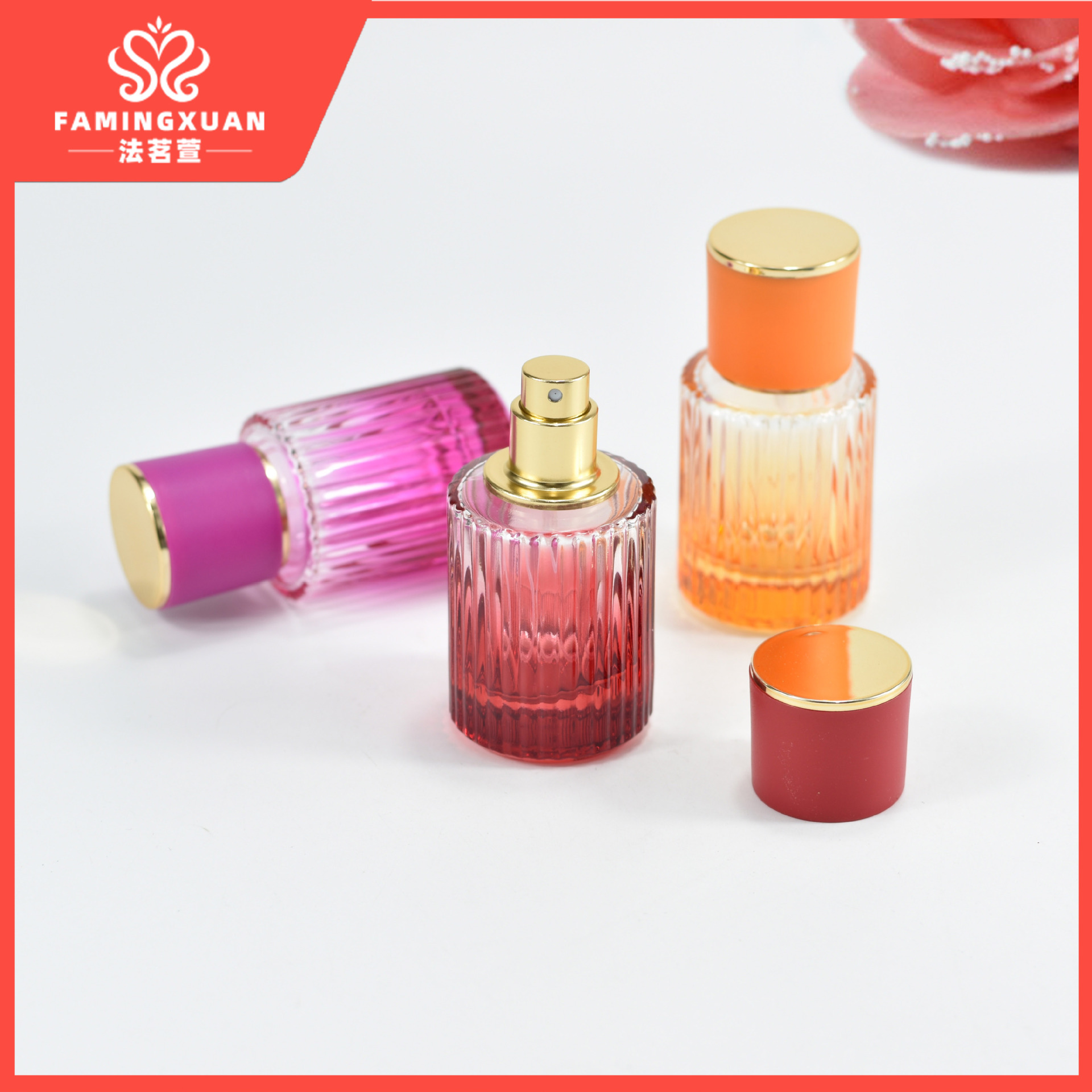 Faimingxuan sub-embalaje botella vacía botella de vidrio a granel perfume botella vacía 30ML de vidrio de color spray perfume botella vacía
