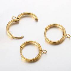 ステンレス円形耳輪18k金保色イヤリング手作り耳ボタンチタン鋼16mm耳フックdiy耳飾り部品