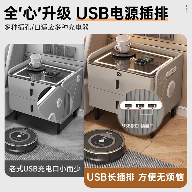スマートなベッドの頭の棚は簡単です。現代のロッカーは多機能です。|undefined