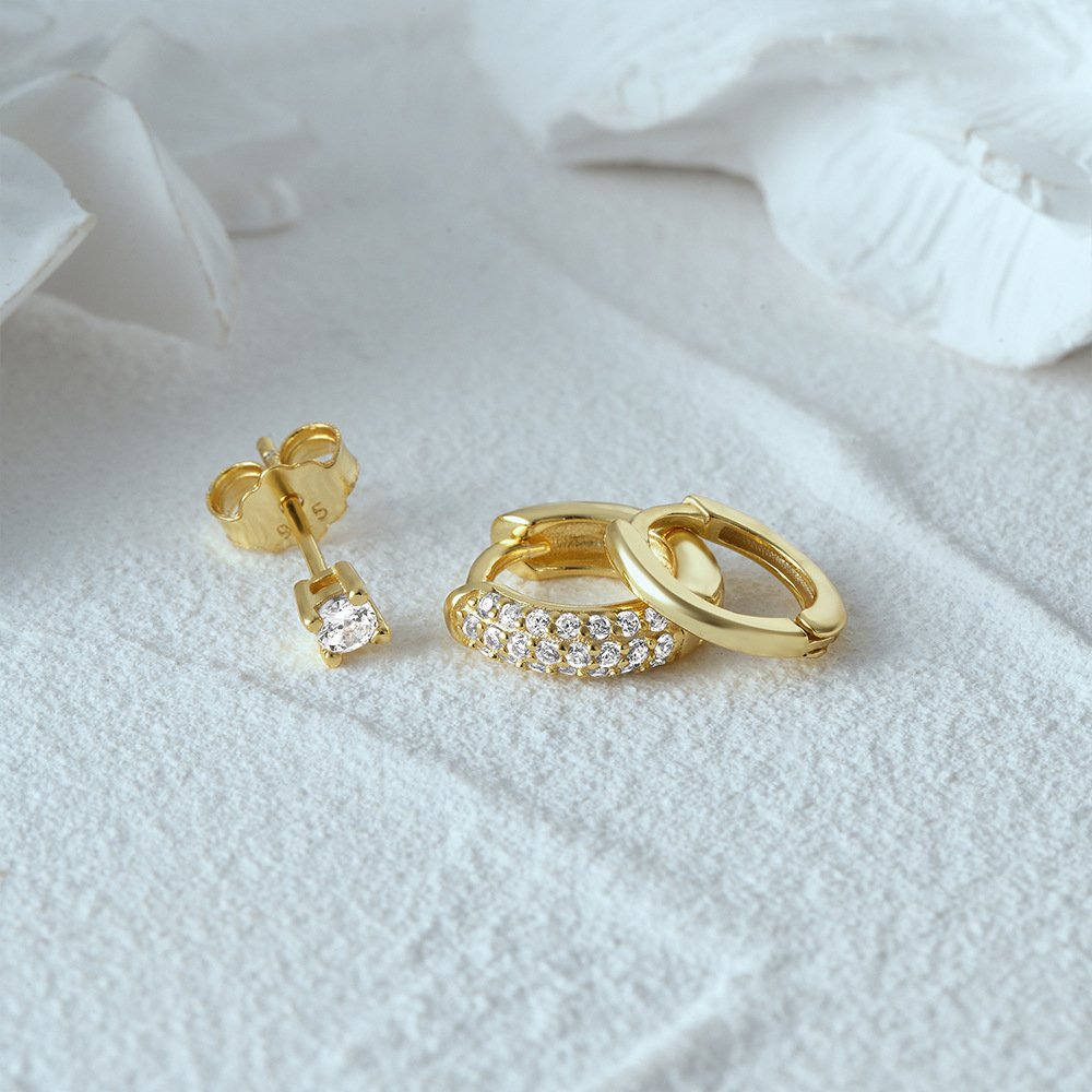4g Weight Zircon Inlay Material Earrings Classification 3 Pieces Set Quantity Daily Occasion 925 Sterling Silver Material Geometric Pattern Women's Gender Plating, Inlay Design Simple Style Style 3 Pieces Set 925 Sterling Silver Zircon Geometric Earrings 43