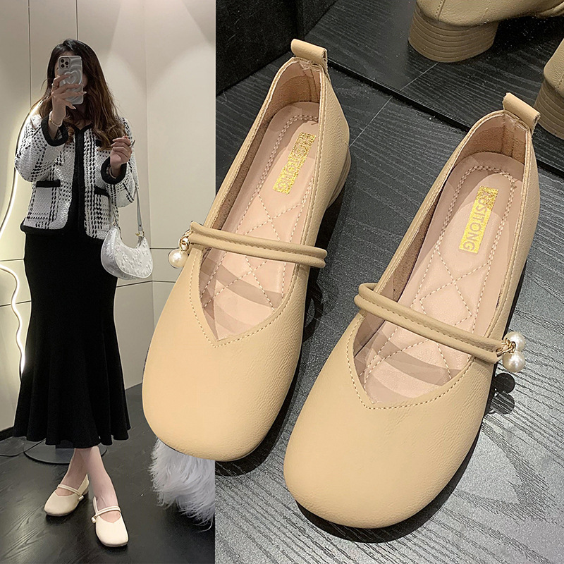 玛丽珍休闲舒适百搭2025新款圆头搭扣直供软底软面时尚单鞋女批发