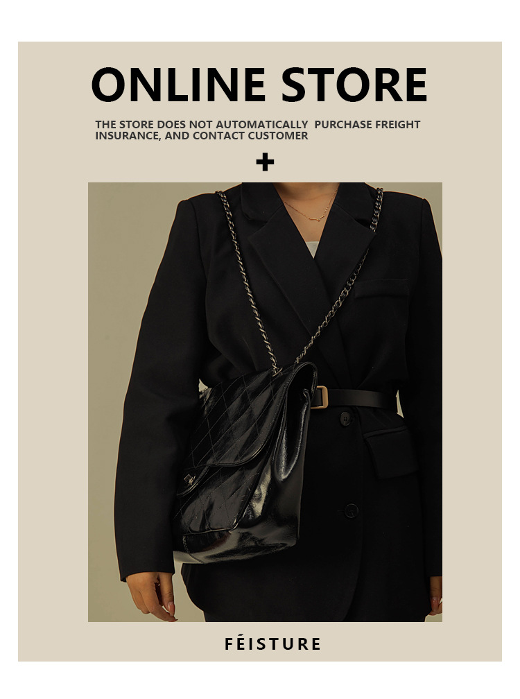 Women's Shoulder Bag Large Capacity Commuter Bag Retro Women's Shoulder Underarm Bag Diamond Grid Chain Women's Bag_voghion.com