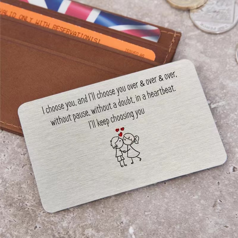 跨境热销 创意个性不锈钢拉丝卡片钱包卡片 送朋友老公老婆礼物