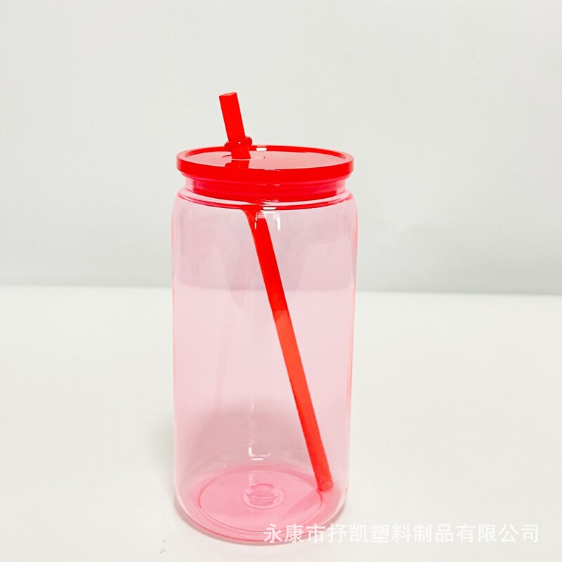 国境を越えて人気の高い大容量PC素材16オンスプラスチックストローカップ、単層半透明カラーメイソンジャー、ロゴ入り|undefined