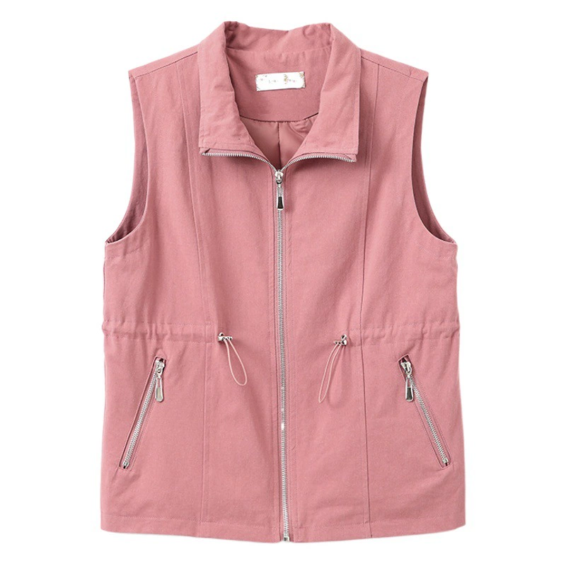 Женский короткий жилет среднего возраста на весну и осень 2024, новый повседневный жилет для мам, модный жилет с затягиванием талии.