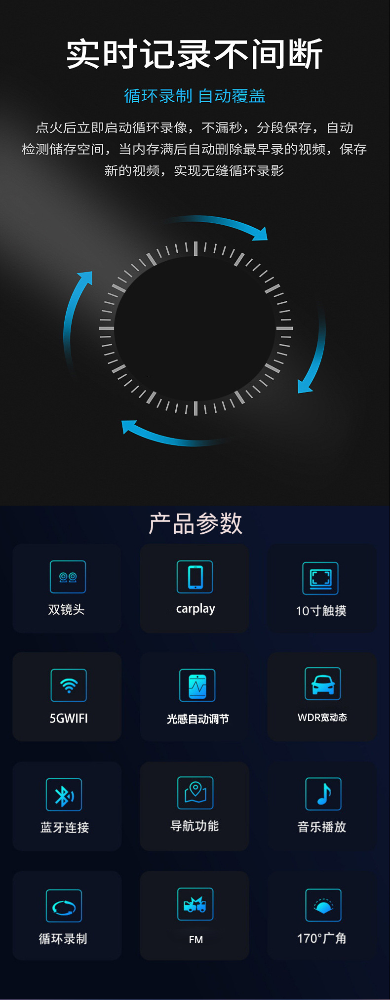 2026 New Product 10.26 Carplay Central Control HD Car Navigation 5G WiFi Car ADS Dashcam