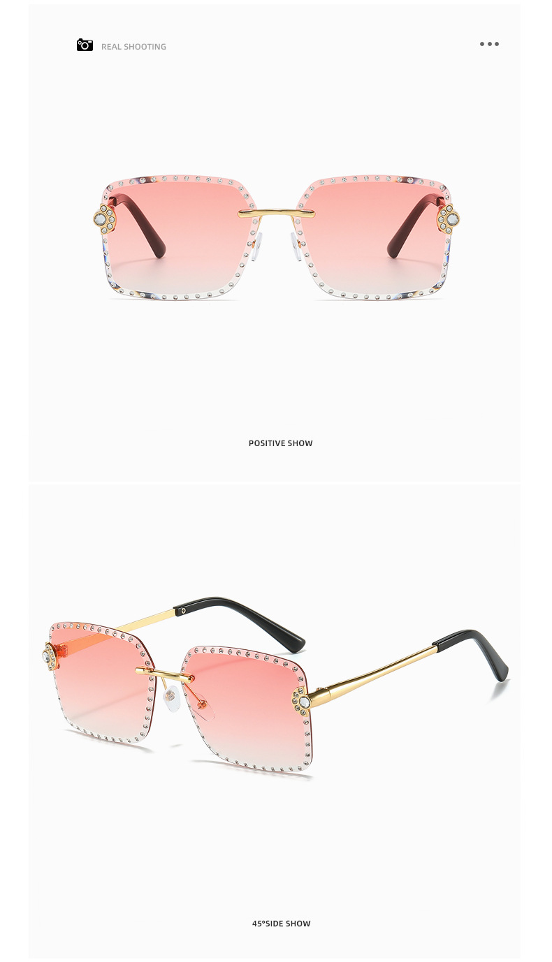 IG Style Gradient Color Diamond Women's Sunglasses display picture 8