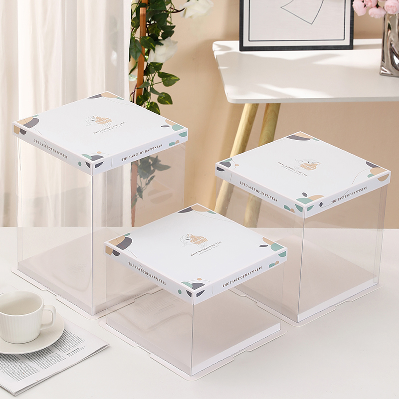 Caja de pastel de cumpleaños caja de embalaje transparente 4 6 8 10 12 pulgadas doble altura red caja de embalaje transparente