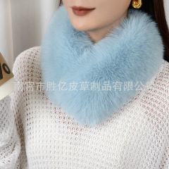 工厂批发高级感仿狐狸磁吸围脖男女冬季毛绒轻奢围巾加厚保暖纯色
