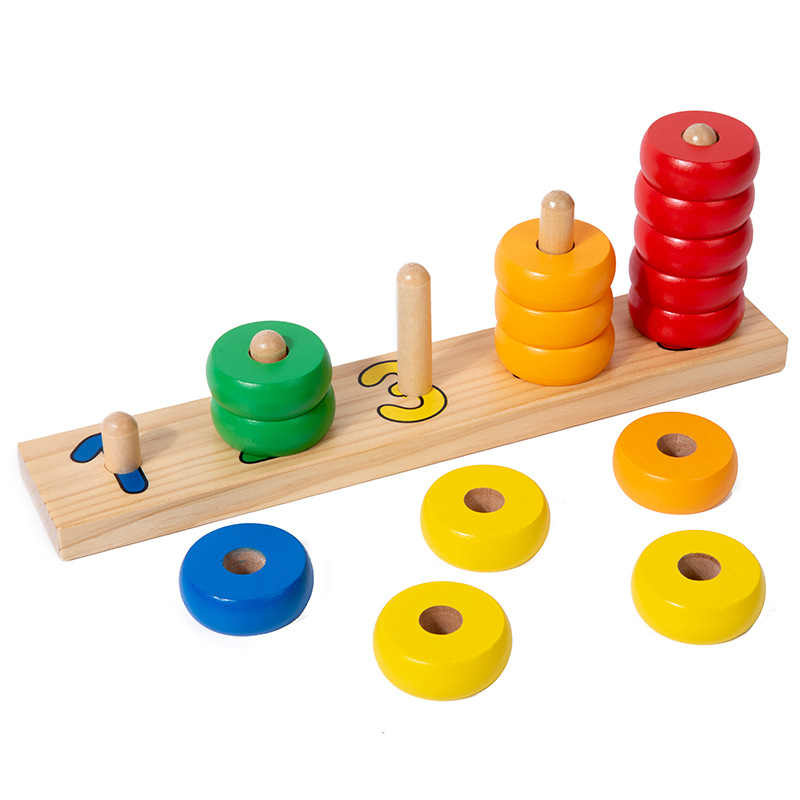 Montessori Educación temprana Madera sólida Cuento de columnas Cuento de columnas Cuenta de columnas Cuenta