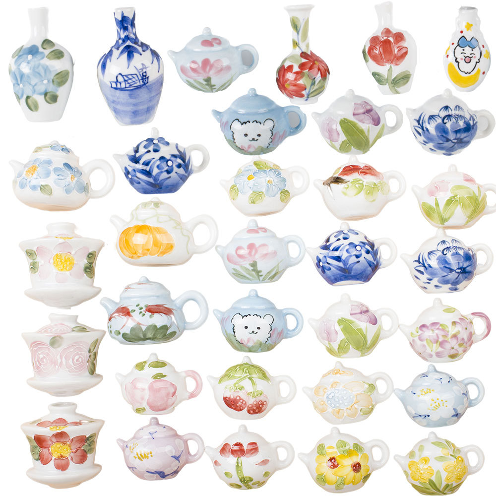 陶瓷花瓶茶壶手绘浮雕青花瓷冰箱贴梅兰竹菊春夏秋冬中国风旅游工