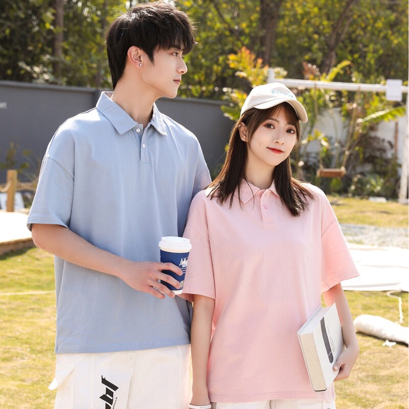 200g Spring/Summer Trendy Brand Koala Label Pure Cotton Polo Shirt Short Sleeve Unisex Loose Fit Turn-Down Collar T-Shirt Casual Versatile