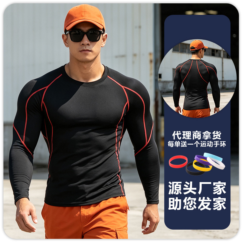 Pantalones deportivos de verano para hombres elásticos de secado rápido de compresión de manga larga Camiseta de entrenamiento ropa para correr ropa de entrenamiento