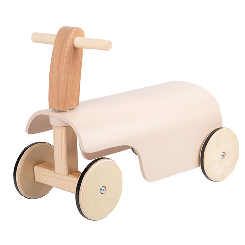 Wooden children's four-wheel power-assisted balance scooter anti-rollover scooter indoor area baby walker toy