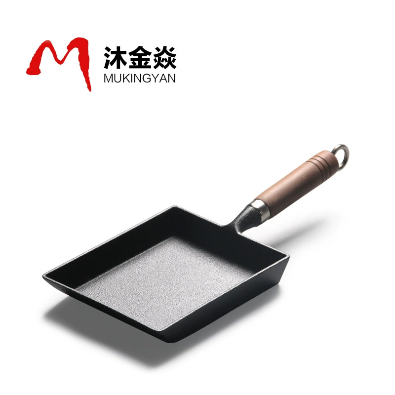 Cast iron jade boiled Japanese-style rectangular non-coated frying cooker square family thick fried cooker