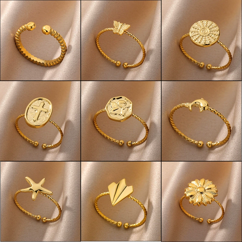 Ring stainless steel, accessory, for import, 750 sample gold