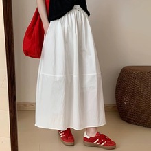 高腰抗皱速干伞裙2025夏季新款韩版百搭纯色淑女气质半身裙