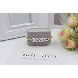 厂家字母love天然珍珠情人节宴会日韩彩虹搪瓷珠爱心气质名媛手链