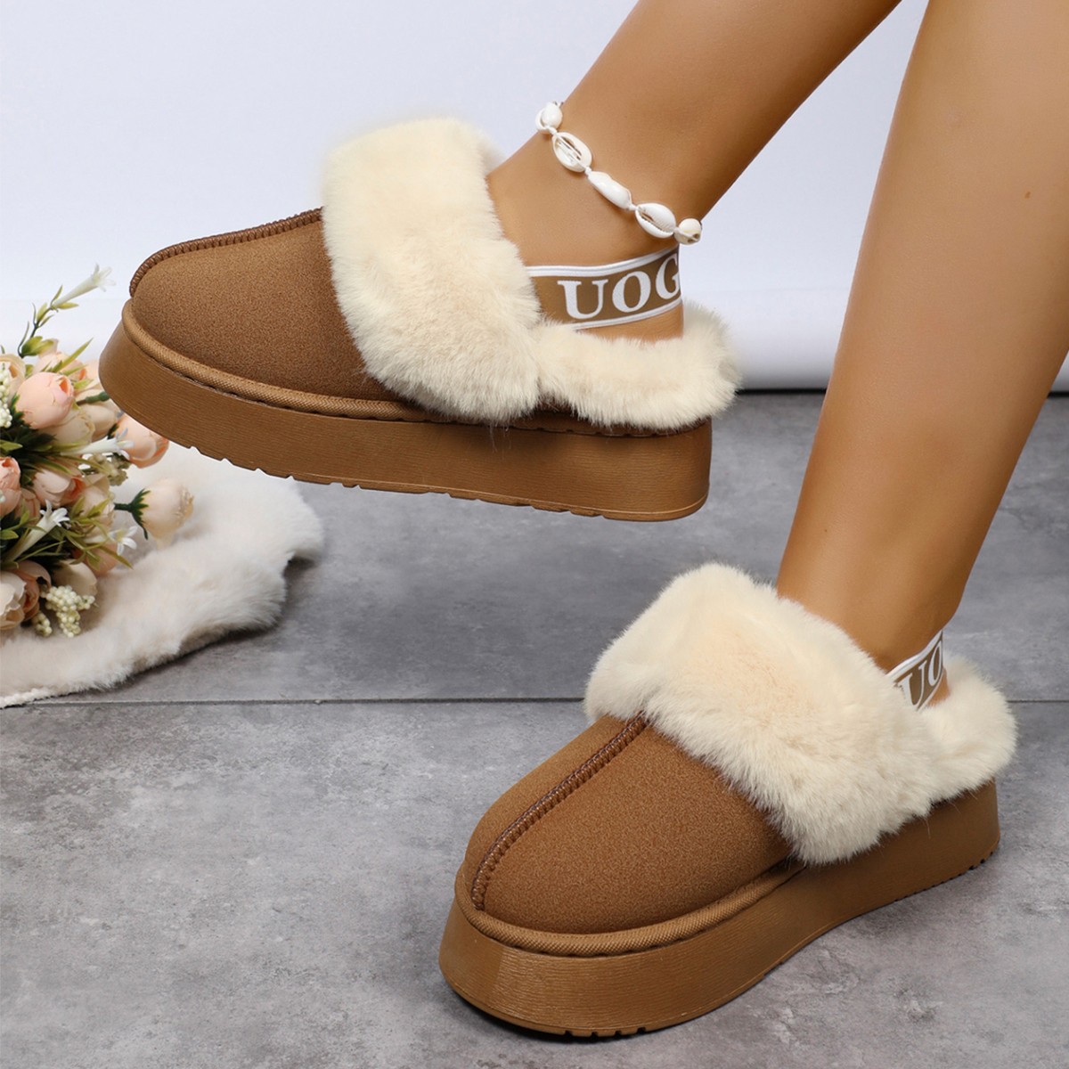 Winter women's low keep warm boots platform for leisure