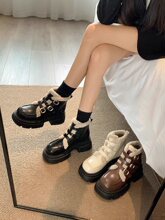 羊羔毛女鞋厚底雪地靴防冻短靴2025春夏新款百搭加绒毛毛保暖棉鞋