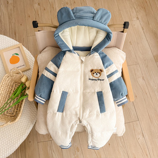 Baby down jacket winter jumpsuit newborn clothes baby fleece-lined outing romper romper duck down holding clothes Winter