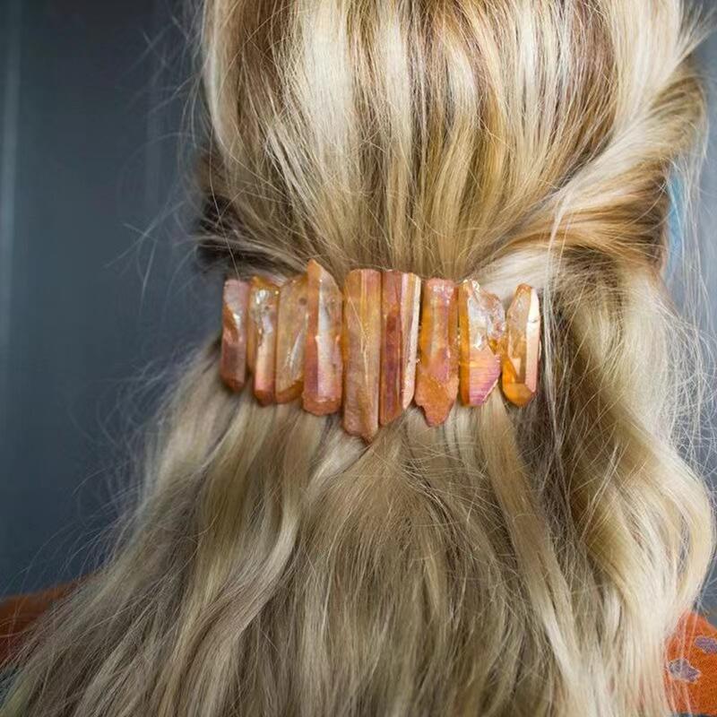 Natural Crystal Spring Hairpin Handmade 8cm Bohemian European and American Women's Headwear Hair Accessories Cross-border Hot Sale