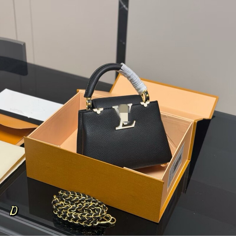 New Foreign Trade Women's Handbag with Metal Rivets, L Brand Small Square Handbag, Capucines Luxury Bag, Fashionable and Versatile