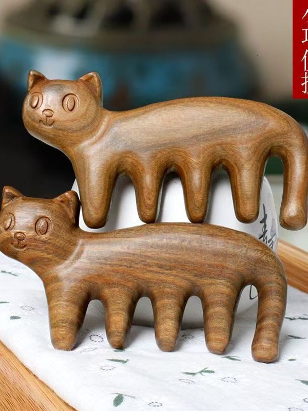 猫用木製櫛、天然頭部経絡櫛、男女兼用白檀桃木顔面マッサージ櫛、理学療法経絡マッサージ