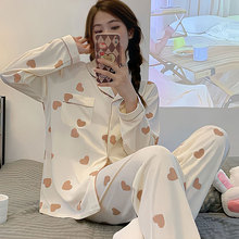 秋季睡衣女春秋款棉质长袖家居服夏季薄款韩版女士甜美可爱两件套