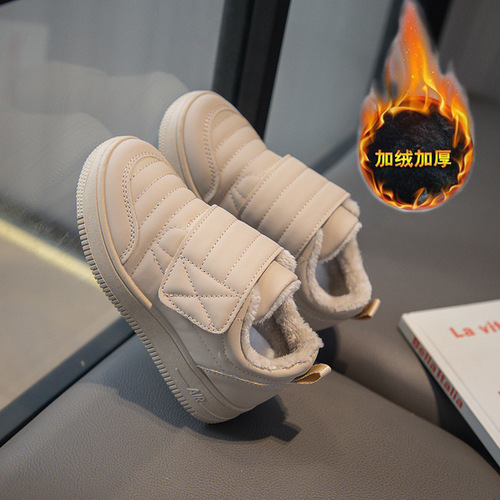 Children's Cotton Shoes  Winter New Bread Shoes for Girls and Boys, Medium and Large Children, Korean Version, Fleece Lined, Warm and Soft Soles