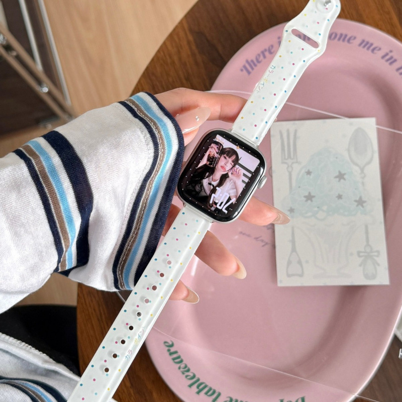 Colorful polka dot TPU strap suitable for Apple iwatch123456789S10 watch wristband apple strap
