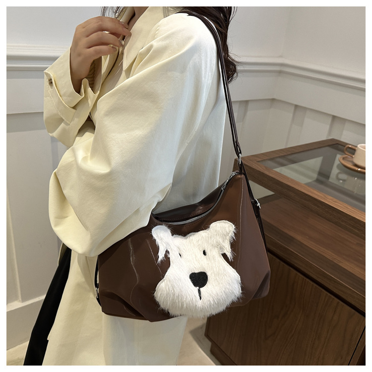 Cute little dog tote bag, women's bag, fashionable new school style backpack, large-capacity commuting single-shoulder bag undefined